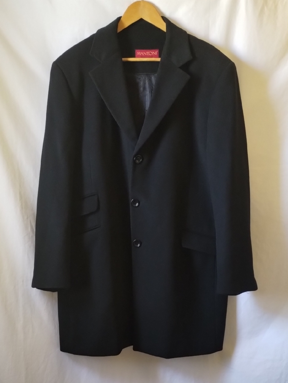 Mantoni Men's Black Classic Single-Breasted Trench Coat